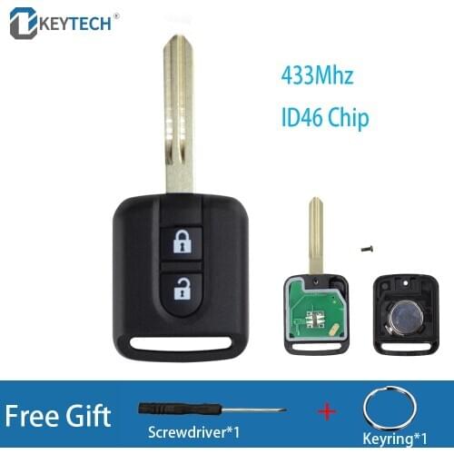 OkeyTech 2 Buttons 433MHz ID46 Chip Replacement Remote Car Key For Nissan Elgrand X-TRAIL Qashqai Navara Micra Note NV200