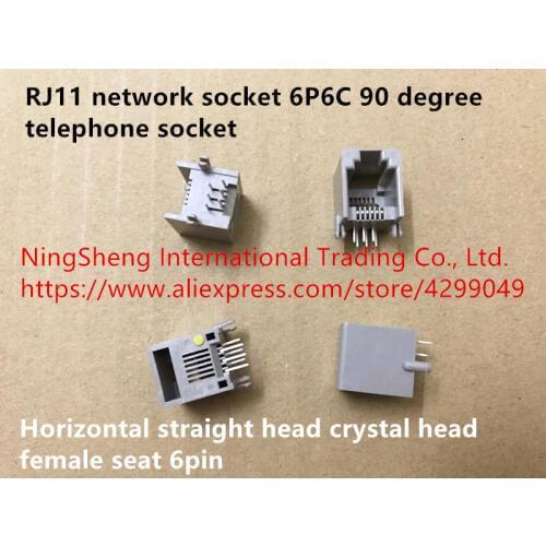 Original new 100% RJ11 network socket 6P6C telephone socket 90 degree horizontal straight head crystal head female seat 6pin