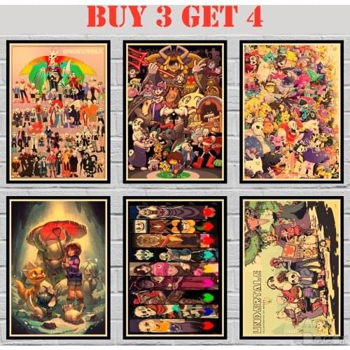 50 Designs Game Undertale Kraft paper Poster Home Decal Art Painting Funny Wall Sticker 42X30cm