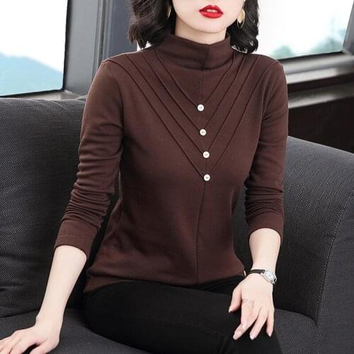 Half High Collar Bottoming Shirt Women Autumn Winter New Long-sleeved Ladies Thicken Plus Velvet Warm Within Top Large Size 4XL