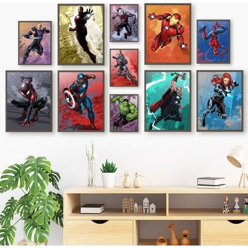 Avengers Marvel Comics Superhero Iron Man Captain America Classic Movie Posters Wall Art Canvas Painting Living Room Decoration