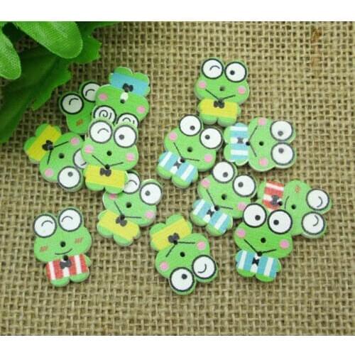 50Pcs Mixed Frog Wood Apparel Sewing Buttons For Clothes Scrapbooking Decorative Handicraft DIY Accessories
