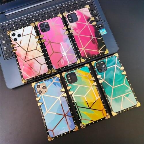 Luxury Glitter Geometric Watercolor Vintage Square Cover Coque Capa Phone Case for LG K51 Stylo 4 5 6 Stylo7 Stylo4 K61 Stylo 7