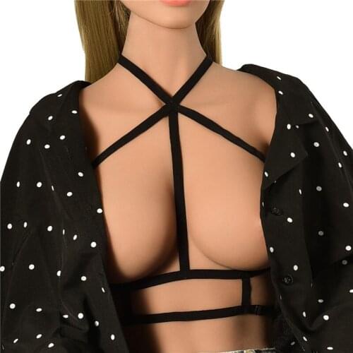 Strappy Body Harness Bra Black Tops Caged Bra Bondage Soft Lingerie Punk Gothic Plus Size Festival Rave for Women