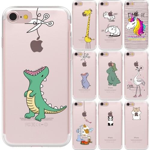 Cute Animals Dinosaur Silicone Back Cover For iPhone 11 12 Pro XS Max X XR 7 8 Plus 6S 5S SE 12Mini Soft TPU Capa Phone Case