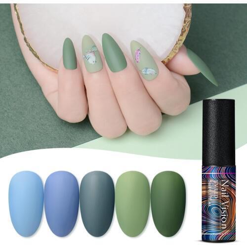 Nail Vision Blue Green Color UV Gel Nail Polish Soak Off Varnish Nail Art Lacquer Enamel Semi Permanent Stamping Matte Top Need