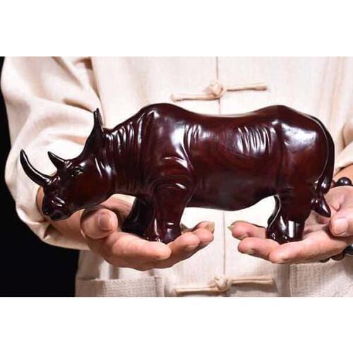 Black rosewood Ebony Wood carving Black sandalwood carved rhinoceros furnishings bovine air soaring rosewood Handmade sculpture