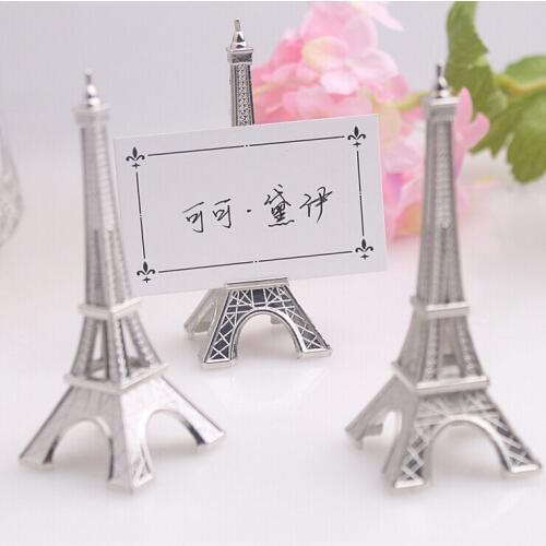 Wedding favors "Evening in Paris" Eiffel Tower Silver-Finish Place Card Holder