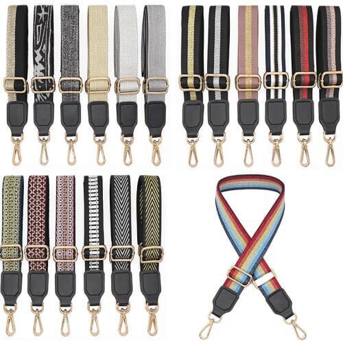 All-match fashion spun gold line Bag Strap 3.8cm Wide DIY Single shoulder bag belt cotton ribbon handle 75~135cm Adjustable