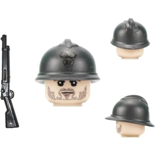 WW2 Army Infantry Military Soldiers Figures Building Blocks WW1 French Soldiers Helmet Weapons Gun Parts Bricks Toy For Children