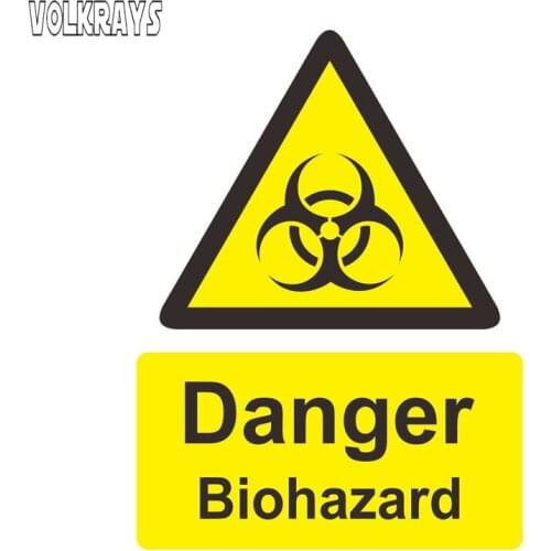 Volkrays Funny Car Sticker Danger Biohazard Zombie Accessories Reflective Waterproof Cover Scratches PVC Decal,14cm*10cm