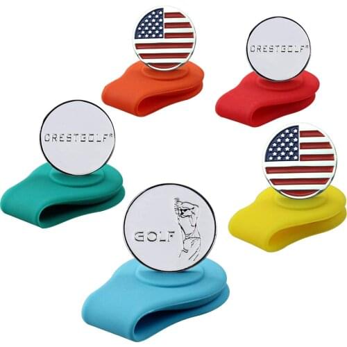 Mental Hat Rubber Golf Ball Marker Magnetic Golf Hat Clip Golf Accessories 5 Colors for Your Choice Pack of 5