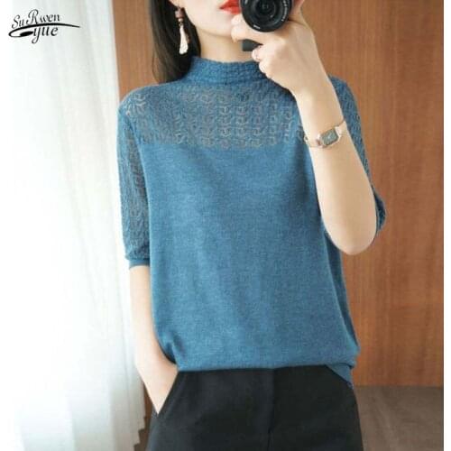 New collar half-height top womens womens sleeveless top womens 2021 knitted top womens cotton lining shirt 13535