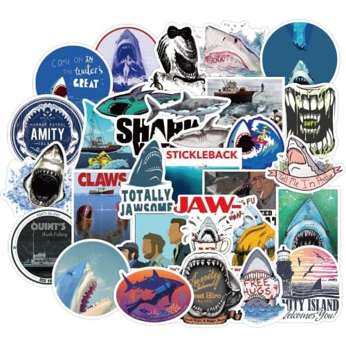 10/50pcs Cartoon Animal Blue Sea Shark Stickers For DIY Luggage Scrapbook Skateboard Computer Laptop Motorcycle Graffiti Sticker