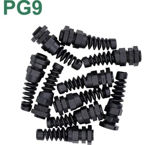 10pcs IP68 Waterproof M16 PG9 Nylon Spiral Cable Gland Connector Plastic Flex Strain Relief Protector For 4-8mm Wire Thread