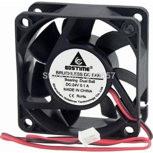 2PCS LOT Gdstime 6025 6CM DC 24V 2Pin 60mm 60x60x25mm Dual Ball Bearing PC CPU Case Cooling Fan