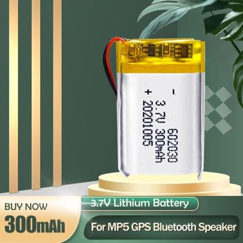 3.7V 300mAh 602030 Lithium Polymer Rechargeable Battery For MP4 GPS Tachograph Bluetooth Headset Speaker LED Li-ion Batteries