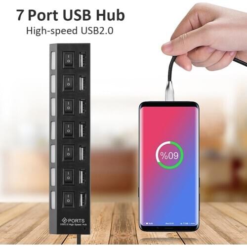 480Mbps Adapter Splitter USB Hub USB 2.0 Power Cord High Speed Multiple Expander for Office Caring Computer Supplies
