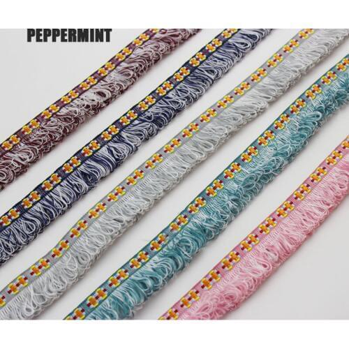 5yards/lot embroidery tassel webbing 3cm wide ethnic style ribbon 5colors chic trim accessory for bag garment home deco 2style