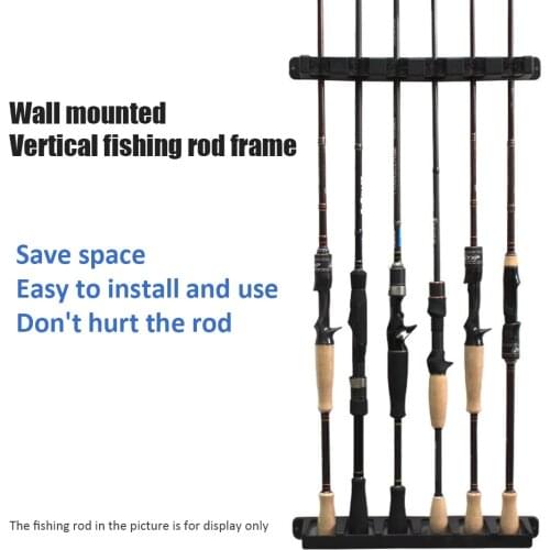 6-rod Rack Fishing Pole Holder Tackle Wall Fishing Rod Storage Fixed Stand Fishing Vertical Rod Holders Wall Mount for Garage