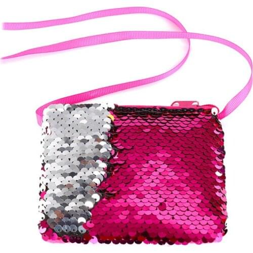 70PCS / LOT Creative Cute Coin Purse Girls Reversible Sequin Flakes Coin Wallet Childrens Cross Body Bag Small Storage Bag