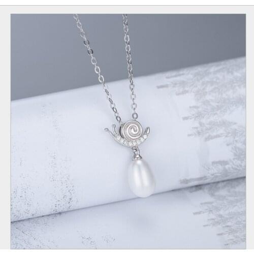 925 Sterling Silver Natural Freshwater Pearl Necklace for Kids Girls Christmas Gift Fashion Cubic Zirconia Pendants Collares