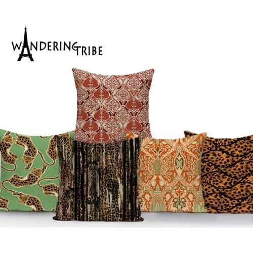 Abstract Retro Throw Pillowcase Tiger Leopard Stripes Decorative Cushion Sofa Covers Floral Pillow Cases for Pillows Dakimakura