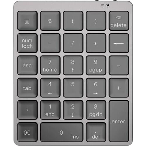 Aluminum Alloy 28 Keys Wireless Bluetooth Numeric Keypad Ultra-thin Mini Numpad