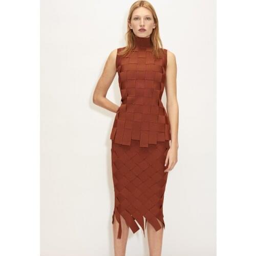 Babatique 2020 New Fashion Women Sexy Bodycon 2 Pieces Bandage Set Ladies Sleevess O Neck Party Womens Set