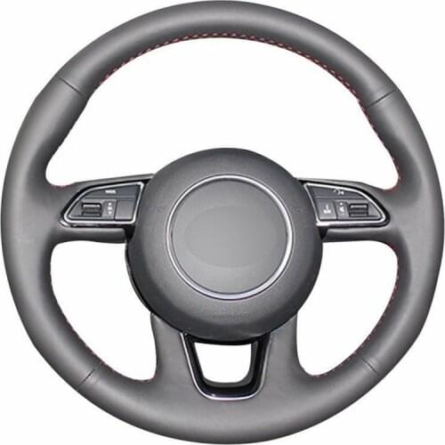 For Audi Q3 Q5 Year 2013-2015 Top Leather Steering Wheel Hand-stitch on Wrap Cover