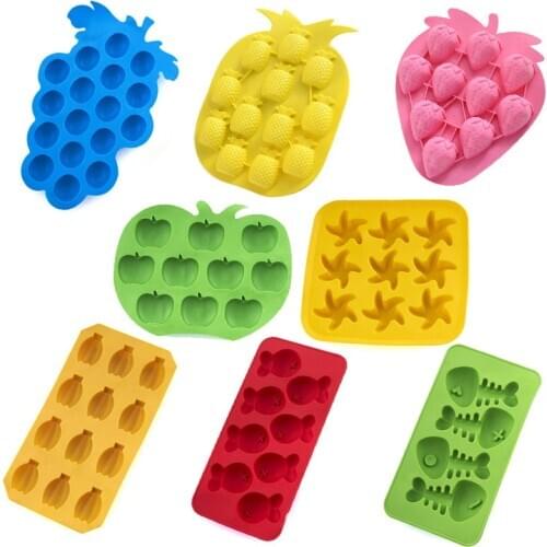 Ice Maker Mould DIY Ice Cube Mold Silicone Ice Tray Fruit Ice Cube Maker Bar Kitchen Accessories