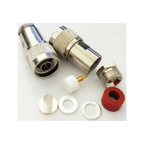 10PCS Connector N male plug pin clamp RG5 RG6 LMR300 5D-FB cable RF Adapter Wholesale