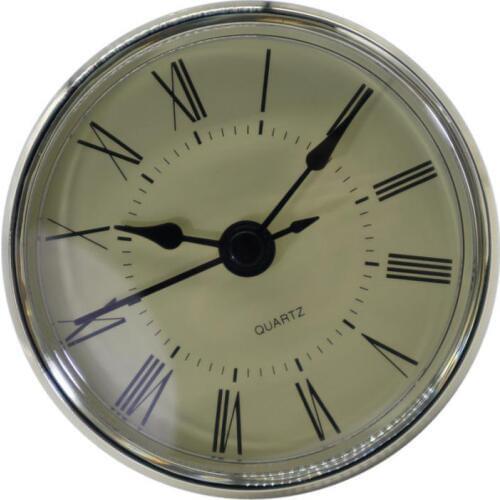 Round 2.76 Inch (70 mm) Quartz Clock Fit-up/Insert with Roman Numeral, Quartz Movement (Silver Color Trim)