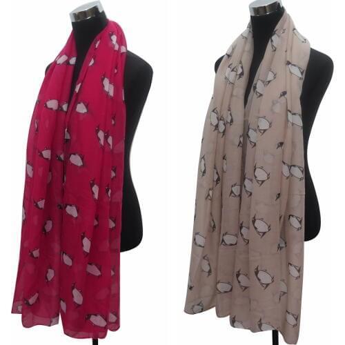 Cute Penguin Print Scarf Shawl Wrap Scarves Womens Accessories, Free Shipping