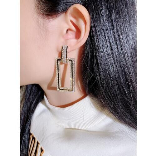 Trendy Large Dangle Earrings Big Geometric Rectangular Earrings Loop Earrings for Women 2020 Brincos Female Fashion Jewelry