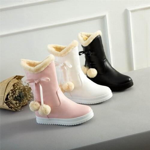 Fashion Women Ankle boots 2020 NEW winter boots platform plush warm non-slip winter snow booties shoes 34-43 Pink White Black