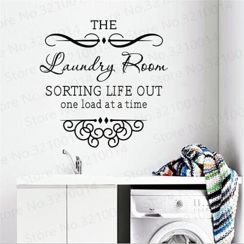 Laundry Room Wall Decals Bathroom Quote Room Washing Stickers Mural Wall Decal Sign Wallpaper PW248