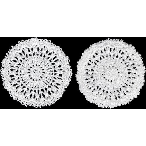 New 2pcs 1:12 Scale Miniatures Furniture Decoration White Knitting Mini Table Placemat for Dollhouse Life Scene Model Toy