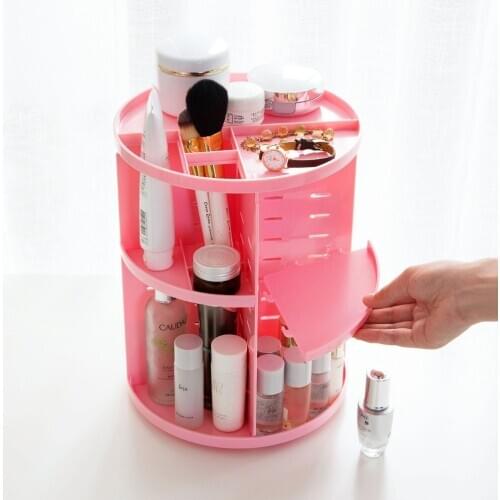 New Hot 360 Rotating Makeup Organizer Cosmetic Storage Box Brushes Lipstick Holder Jewelry Container Case Desktop Organizer