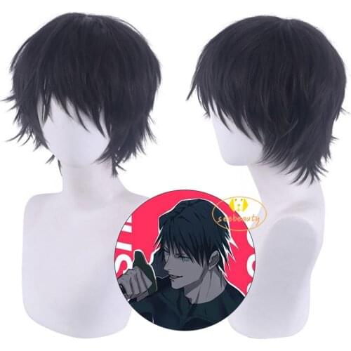 Anime Jujutsu Kaisen Toji Fushiguro Cosplay Wig Short Heat Resistant Synthetic Hair + Wig Cap Men Women Black Wig Cosplay Props