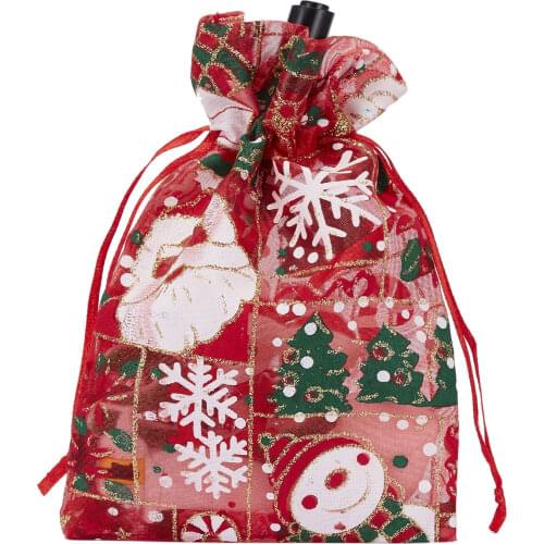 Rinhoo Christmas Santa Claus Gift Box Elk Snowflake Pattern Bag Bracelet Earring Jewelry Gift Packing Fashion Xmas Accessories