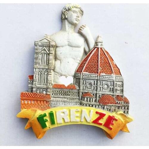 QIQIPP Italy Florence Hundred Flowers Santa Maria Giotto Bell Tower Statue of David Tourist Souvenir Fridge Magnet