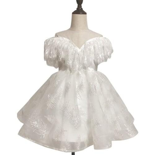 Luxury Flower Girl Dresses for Baptism Lace Tassel Off Shoulder 1st Birthday Party Wedding Baby Girls Princess Dresses Communion