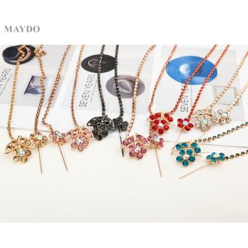 SP21 3Pcs Set New Fashion Crystal Flower Brooch Pin Muslim Hijab Scarf Pins Scarf Clip Wedding Pin For Women