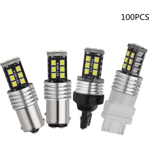 100pcs T20 W21/5W 7443 7440 W21W 2835 15SMD 7444NA LED For Turn Signal Lights Tail Lights Brake Lights Canbus DC 12V No error
