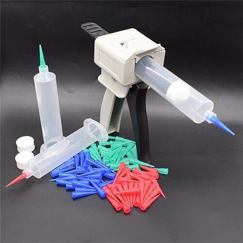 30ml UV Glue Gun Applicator Manual Caulking Gun Tapered Dispensing Needle Tips 18G 22G 25G Glue Dispenser 30cc Syringe Barrel