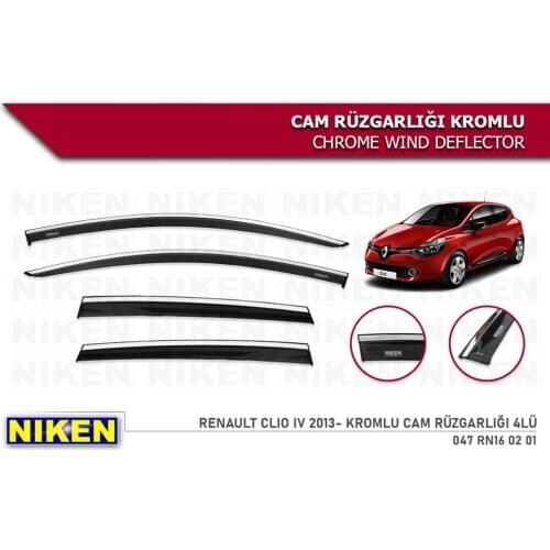 For Reanult Clio 4 Wind Deflector Chrome Rain Window Visor 2013 2014 2015 2016 2017 2018 2019 2020 and 4 Pieces Auto Accessories