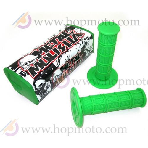 Green Colour Meshalia Dirt Pit Bike Handle Bar Breast Chest Pads Protector and Handlebar Grips KLX