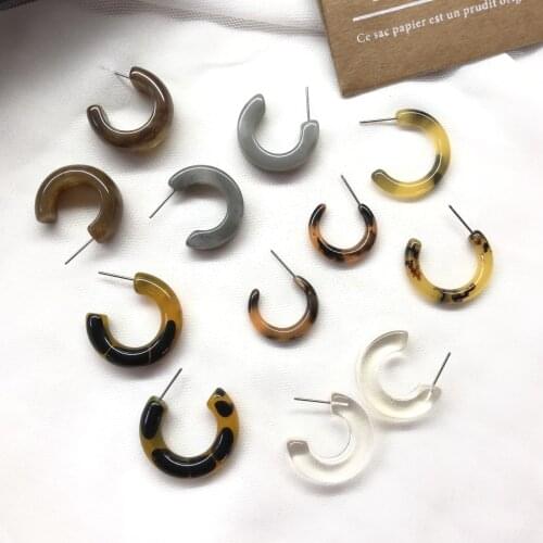 UJBOX 2019 Multicolor Leopard Resin Earrings Women Small Acrylic Clear Hoop Earrings Spring Summer Wedding Party Earrings