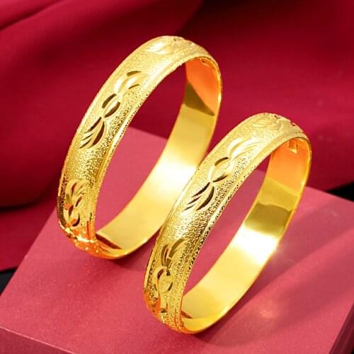 12M 18K Yellow Gold Bracelet Bangle For Women Classical Fine Jewelry Snap frosted Bracelets Wedding Anniversary Birthday Gifts